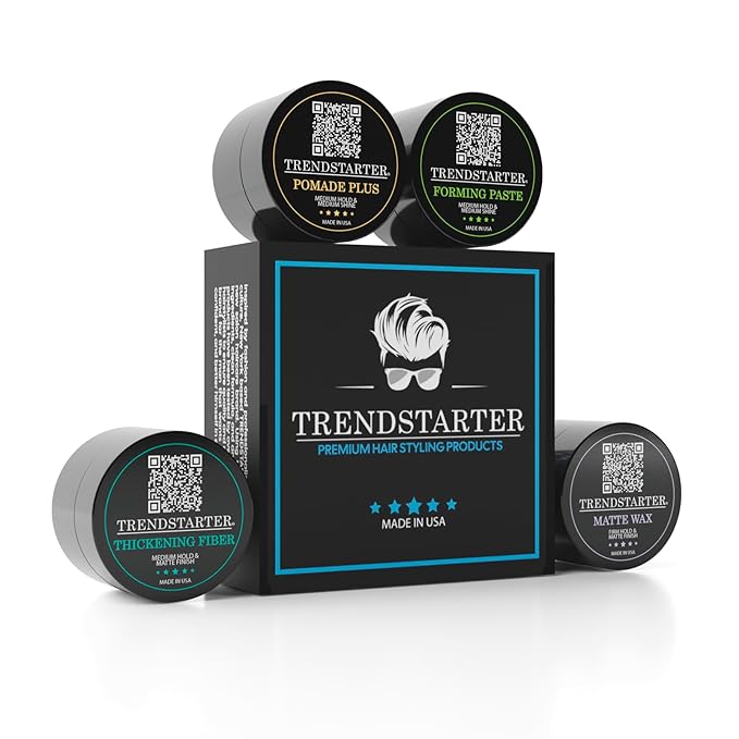 SAMPLE PACK + SHINE (4 x 0.25oz) MATTE WAX, FORMING PASTE, THICKENING FIBER, AND POMADE PLUS